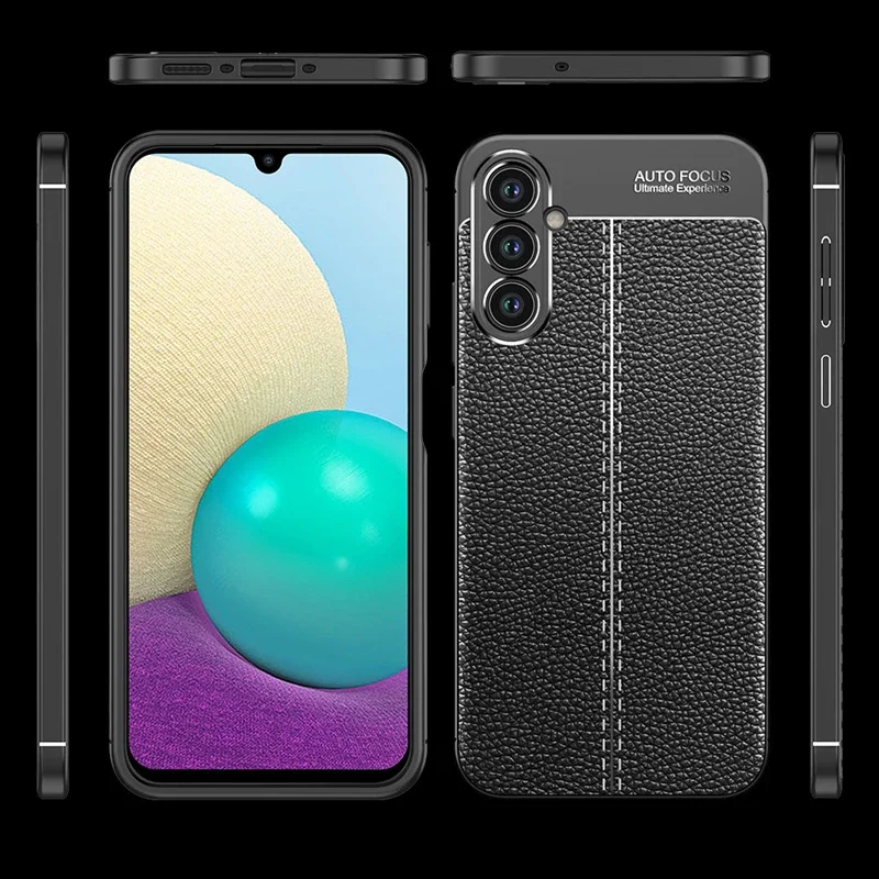 Leather Texture Silicone Phone Case For Samsung Galaxy S24 S23 S22 Ultra A15 A14 A05S A54 A34 A24 A52 A52S Shockproof Cover