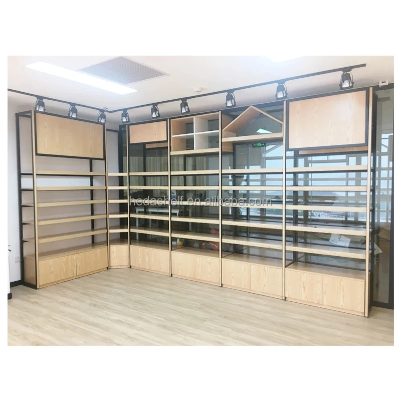 custom.Retail Gondola Units Supermarket Wooden Display Rack Wooden Racks Shop Displays