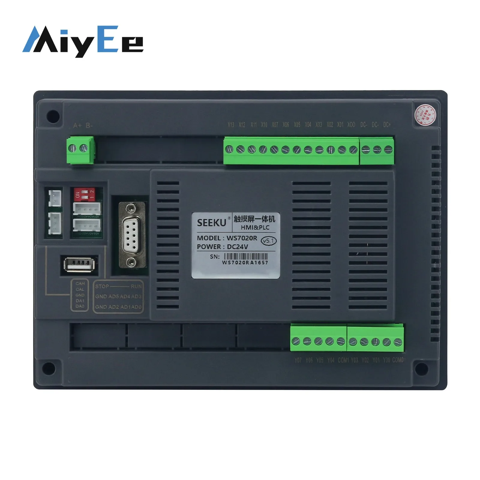 Immagine 3: SEEKU WS7020R Controllore Logico Programmabile (PLC) 2-in-1 (uscita a relè/con uscita a transistor) e Display HMI da 7 pollici 12DI 8DO