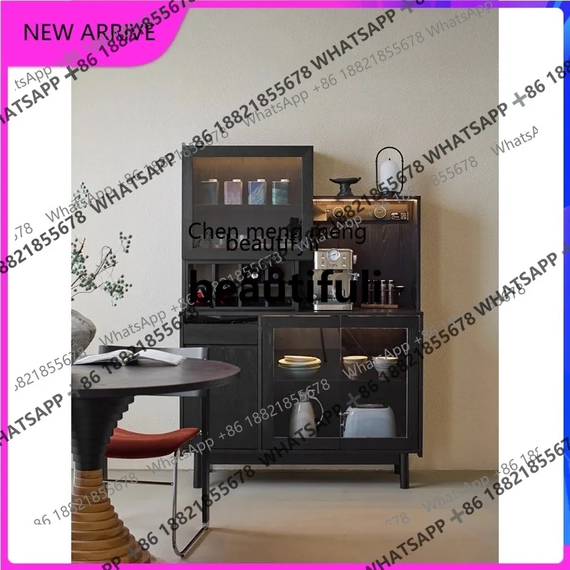 

X side of the meal, integrated storage against the wall, tea cabinet, black solid wood storage, coffee side cabinet H