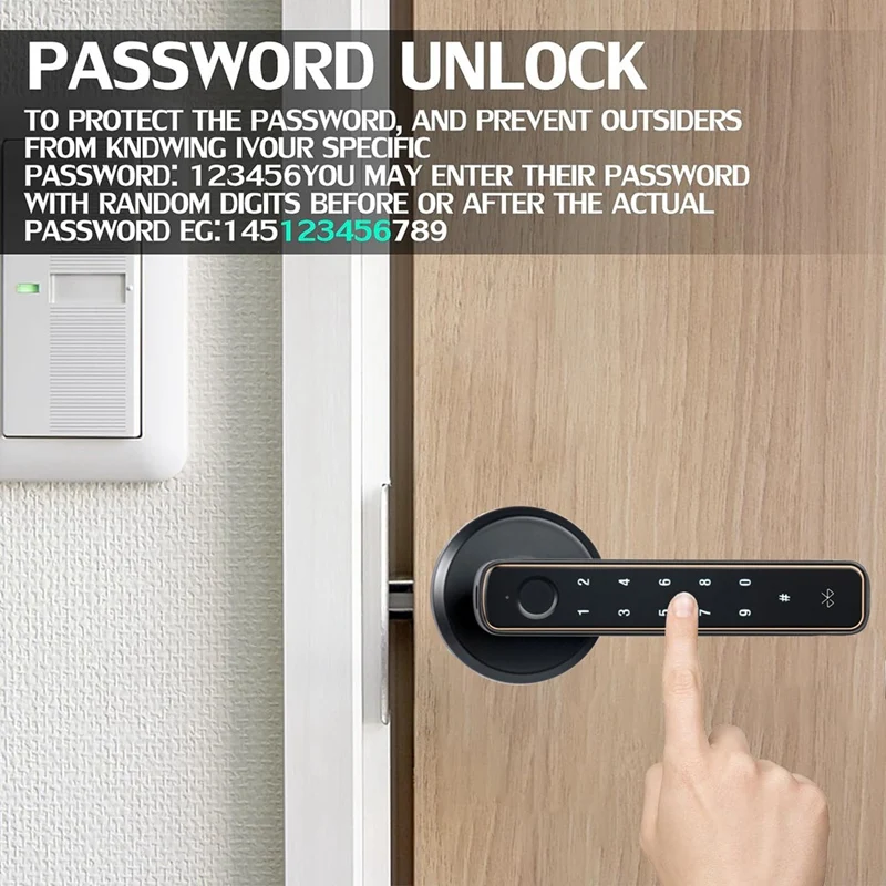 4-In-1 Smart Fingerprint Door Lock Handle Lock Tuya APP Remote Entry Door Lock For Home Office Apartment Bedroom Easy To Use