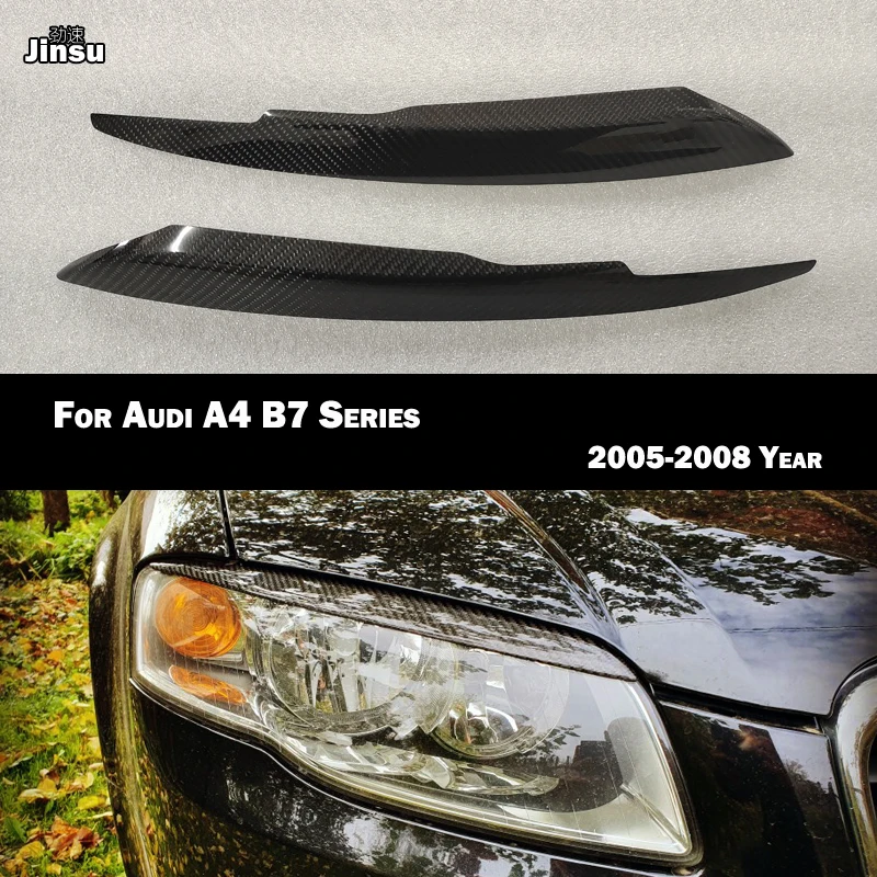 

Car Styling Carbon Fiber Racing Headlight Eyebrows Covers Eyelids Trim Fits For Audi A4 B7 S4 Sline 4-Door 2005 2006 2007 2008