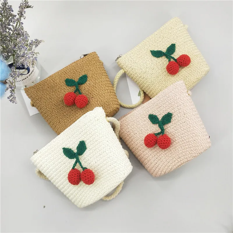 New 2023 Summer Children Girls Shoulder Bag Daisy Flower Straw Bag Messenger Bag Kids Keys Coin Purse Cute Princess Mini Handbag