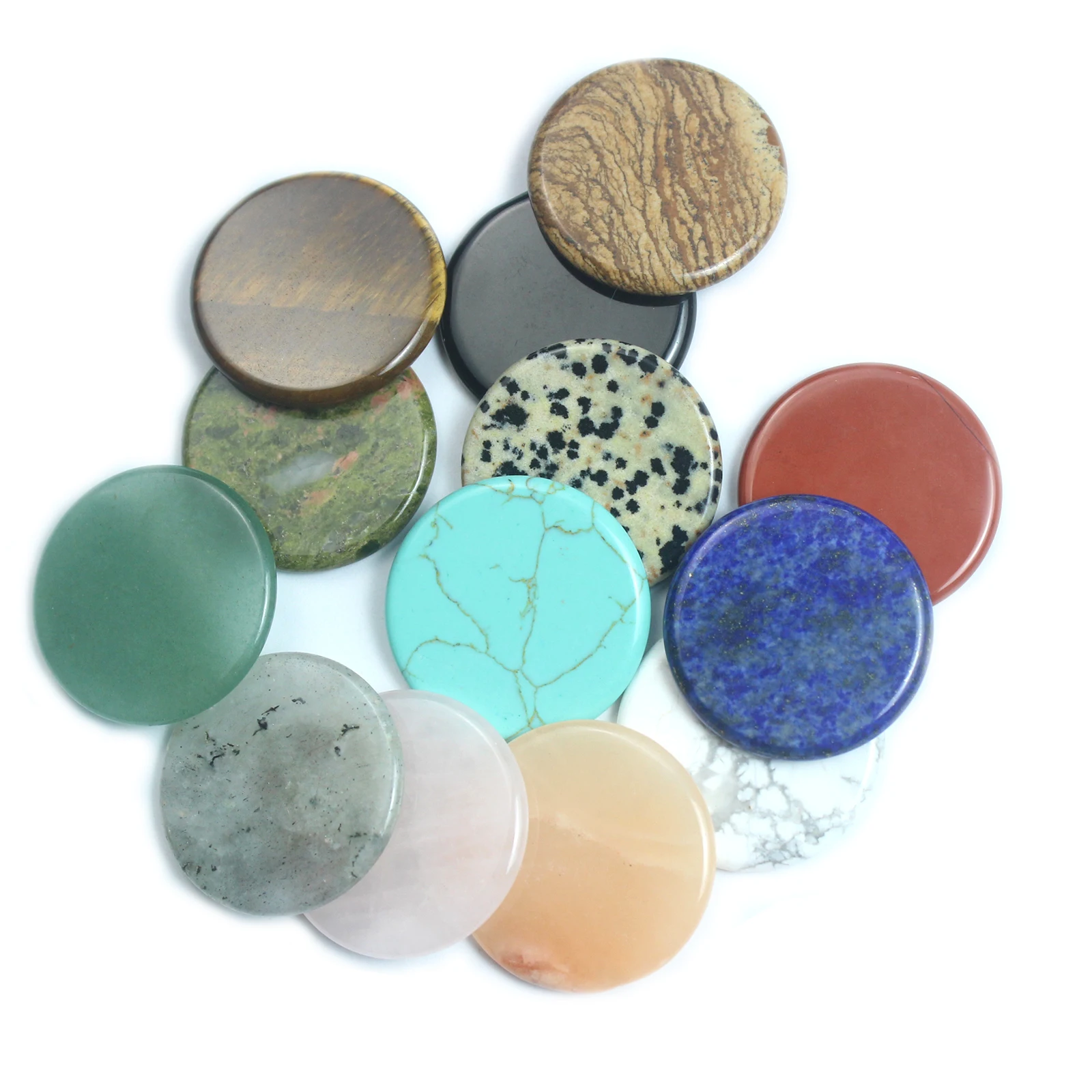 No Holes Natural Stone Round Beads Loose Crystal Lapis Lazuli Flat Stone Beads for DIY Earring Necklace Pendant Jewelry Making ﻿ view 4
