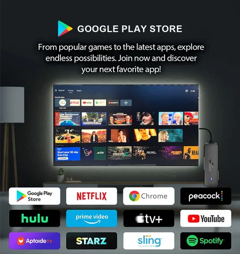 Imagen 2 del producto TV Stick Mortal Q8 Android 14 con WIFI 6, control por voz, video 8K, Allwinner H313, Netflix, YouTube, TV Box, transmisión de TV en vivo gratis