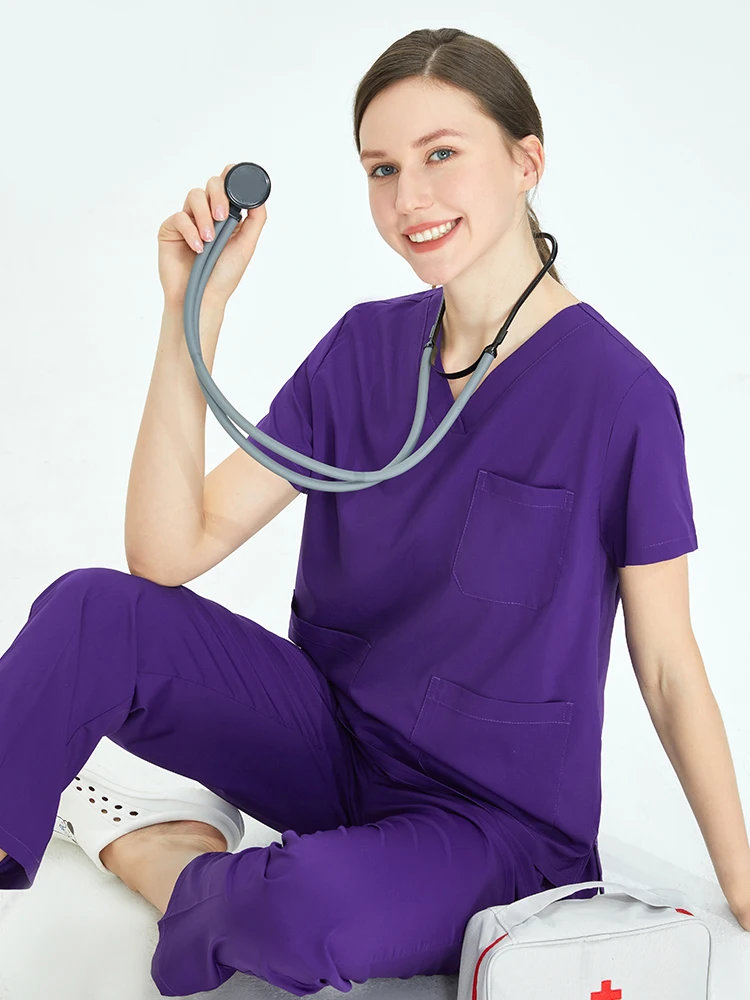 Uniformes médicos de secado rápido para mujer, traje de enfermería, estiramiento de 4 vías, ultralita, médico, enfermera, veterinario, conjunto de exfoliación pediátrica S11