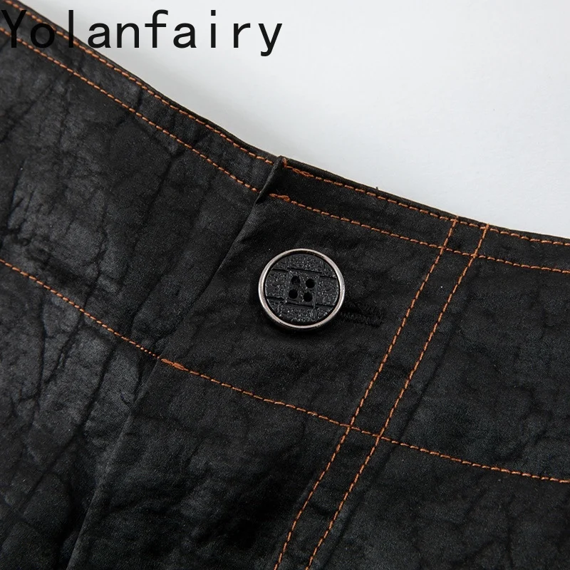 YOLANFAIRY 100% Natural Mulberry Silk Harem Pants Woman Craquelure Casual Nine-points Pants Real Gauze Silk Black Pants Trousers