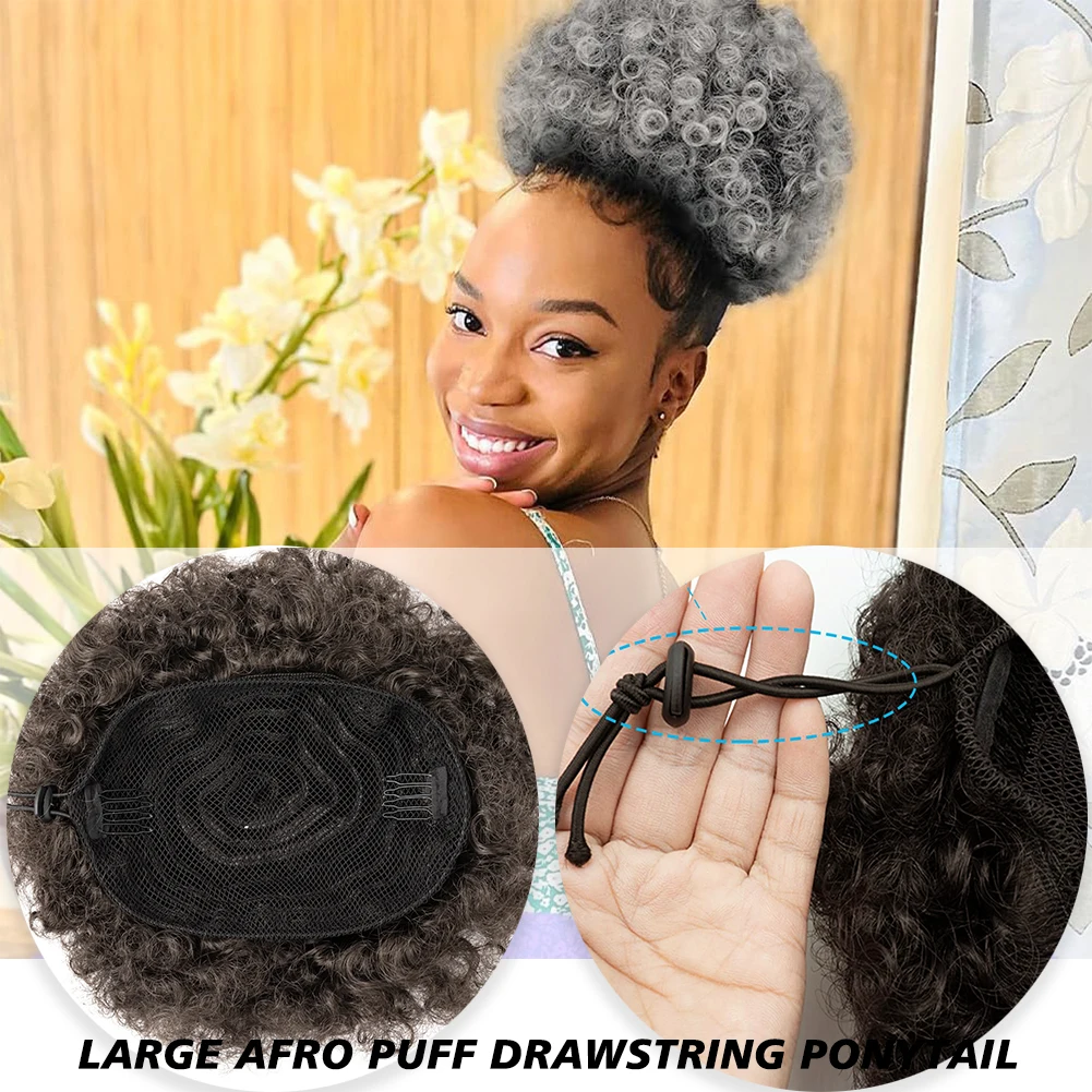 Afro Puff Drawstring Synthetic Ponytail Extensão para Mulheres Negras, de Alta Qualidade, Clip Kinky, Curly Ponytail Bun