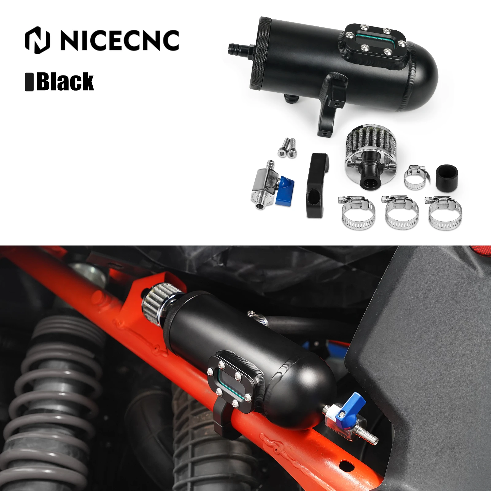 

NICECNC Aluminum CNC Catch Can Kit Oil For Can Am Maverick X3 Max R 4x4 DS Turbo DPS XDS XRS 2017-2023 Catch Can Aluminum