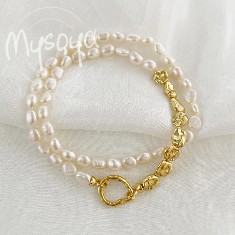 

MYSOYA 6-7mm White Baroque Pearl Necklace, Suitable for Birthday/Anniversary/Wedding/Mother's Day/Father's Day Gift A0801