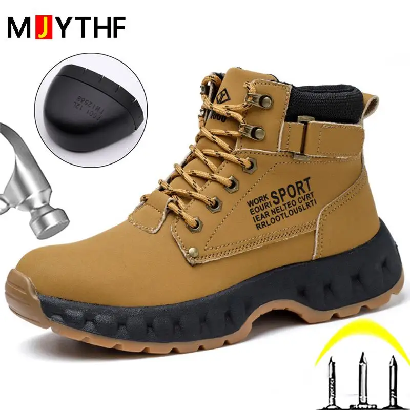 

Waterproof Men Work Boots Safety Steel Toe Shoes Men Anti Smashing Anti Piercing Safety Shoes Non-slip Indestructible Shoes Male