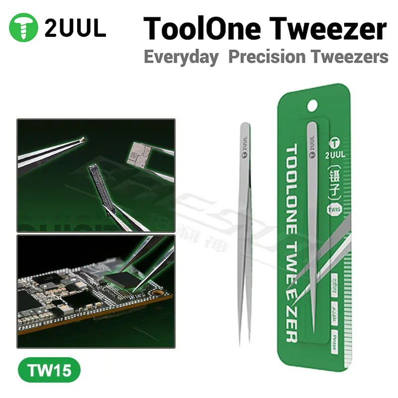 

2UUL TW15 ToolOne Tweezer Everyday Precision Non-Magnetic Tweezer for Phone Repair Clamping IC Chip Electronic Repair Tool
