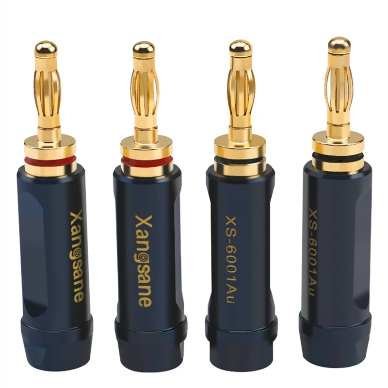 HIFI Pure Copper Gold Plated Banana plugs Gold plated speaker connector adapter audio wire connector