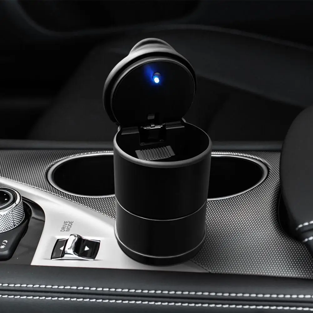 New Car Ashtray Garbage With LED Light Coin Storage Cup Size Universal Car Ash Container Ashtray Cigar Tray Styling R0V9