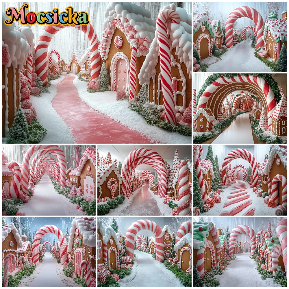 

Mocsicka Merry Christmas Photography Backgrounds Winter Snow New Year Party Wallpaper Candy House Decorations Festival Backdrops