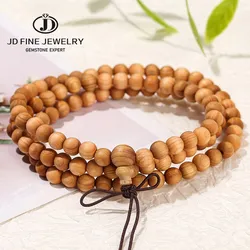 JD Natural Thuja Wooden Buddha 108 Beads Bracelets Women Men Vintage Handmade Yoga Prayer Meditation Wrist Mala Bracelet Jewelry