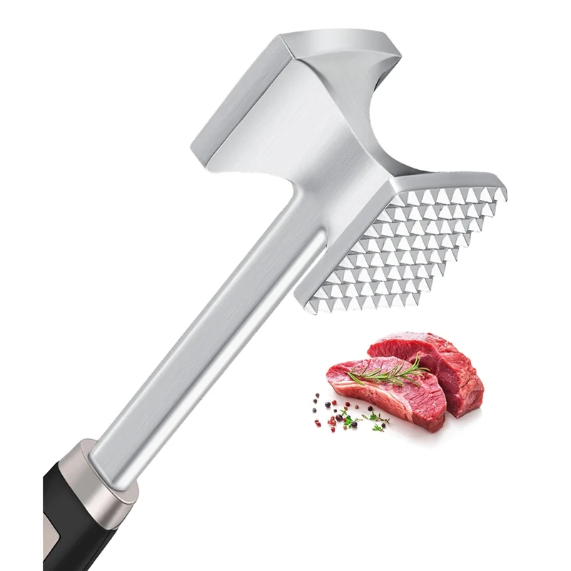 

【RECOMMEND】Meat Mallet, Dual-Side Heavy Duty Solid For Tenderizer, Hammer Pounder Tool For Tenderizing Steak, Beef And Pork