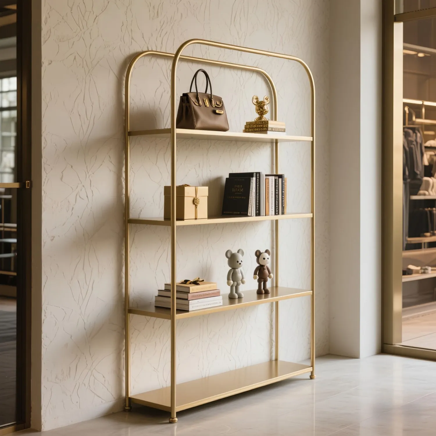 Wrought iron bookshelf shelf floor-to-ceiling Nordic light luxury office entrance partition multi-layer display rack