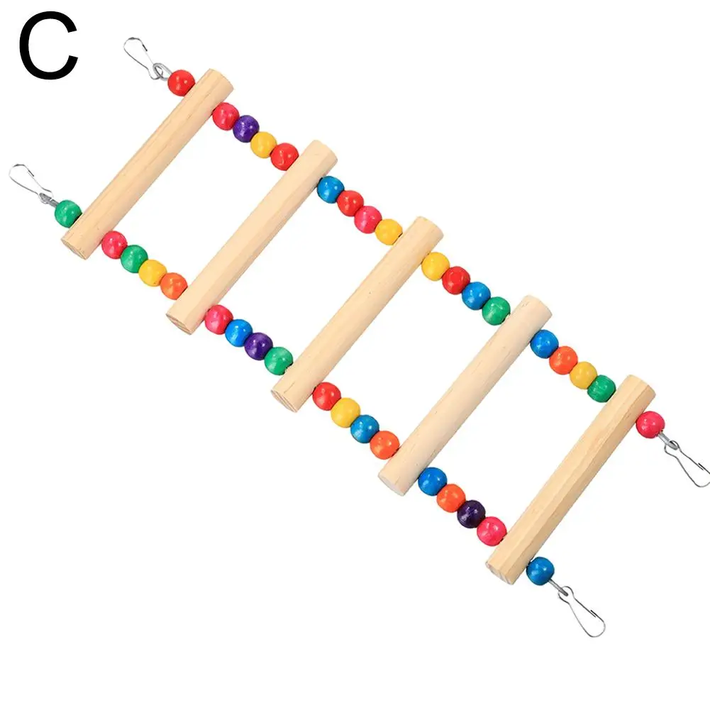 Juguete para masticar pájaros y loros de madera, cuerda de algodón, puente para morder, jaula para entrenamiento de pájaros, cacatúas, juguetes, columpios rasgados, suministros, accesorios H M2J5