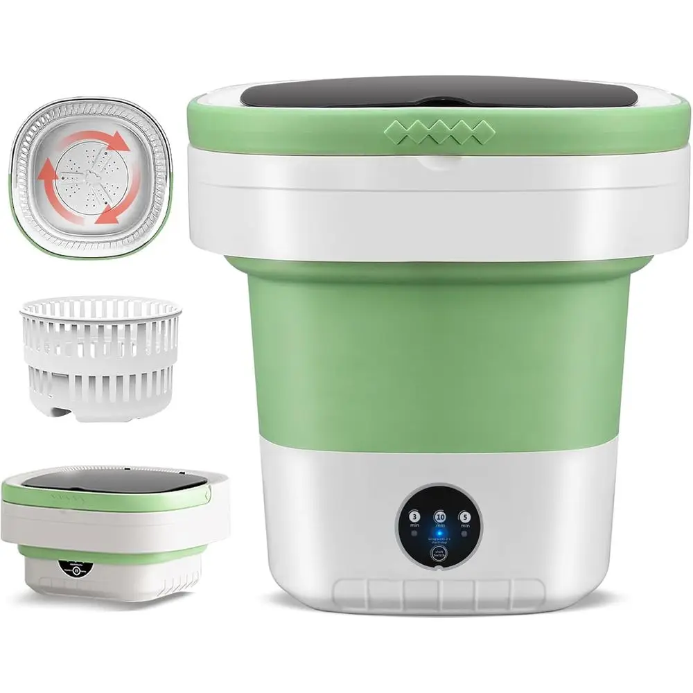 

Портативная мини-стиральная машина на 16 л с 3 режимами и корзиной для отжима для квартир, общежитий, отелей и кемпинга