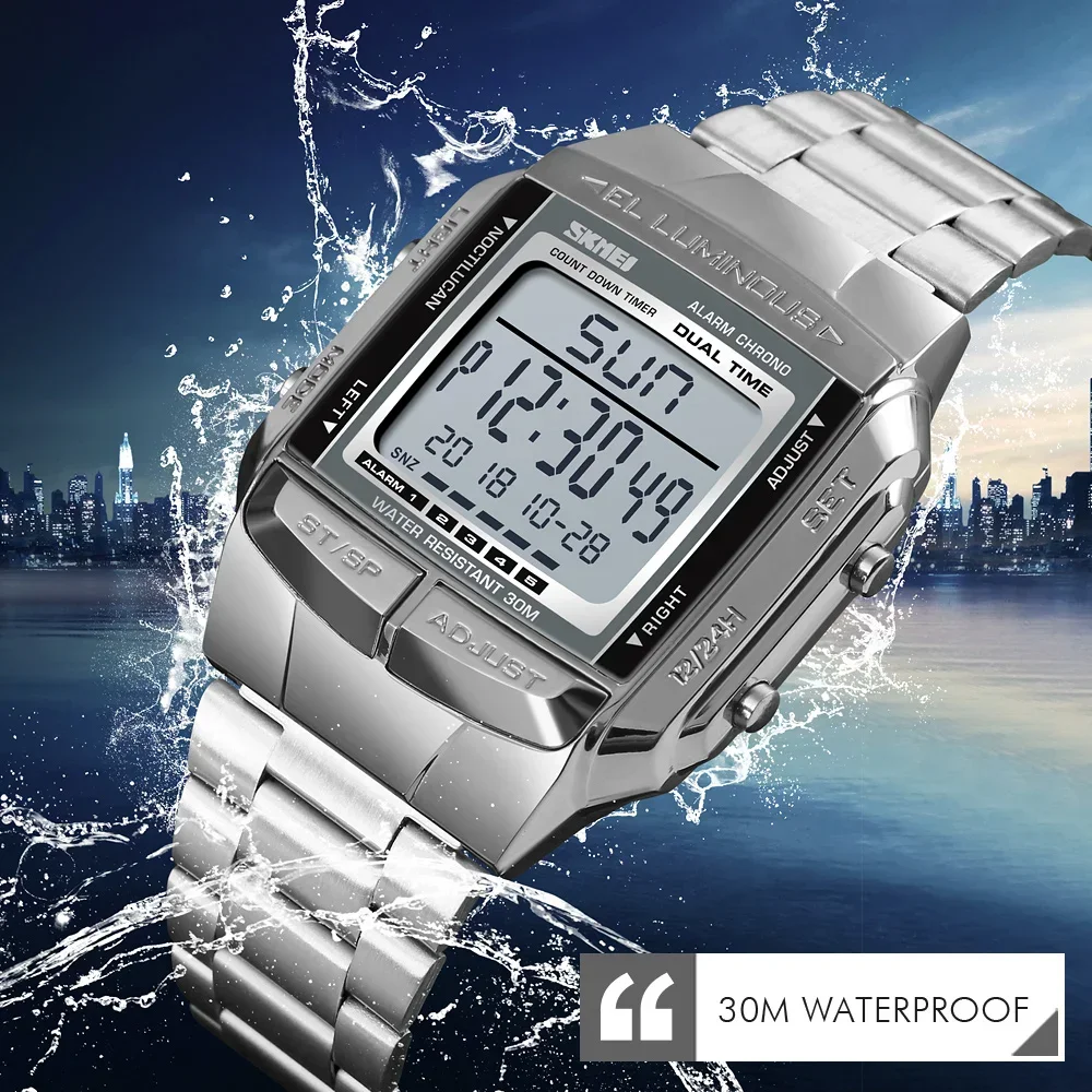 SKMEI 1381 Luxury Digital Watch for Men Sports Electronic Waterproof LED Display Wristwatches Mens Countdown Clock Reloj Hombre