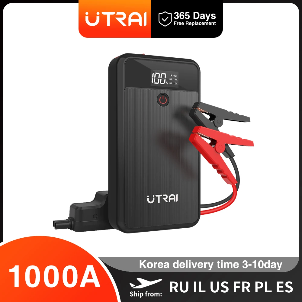 

UTRAI Car Jump Starter 1000A Battery Charger 8000mAh Emergency Power Bank Booster with LED Lighting Starting Device for 12V Cars