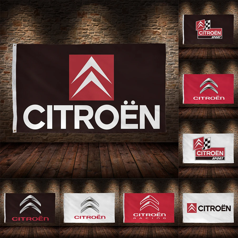 3X5 Ft C-Citroens Racevlag Polyester Bedrukte Auto 'S Vlaggen Voor Kamer Garage Decor