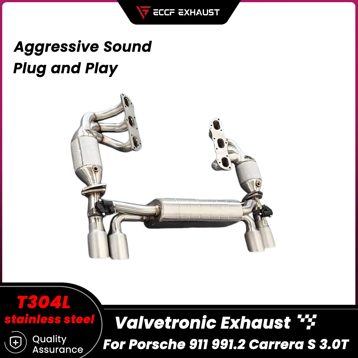 

Sporty Valvetronic Catback Exhaust With Headers For Porsche 911 991.2 Carrera S 3.0T Performance Upgrade Easy Installation