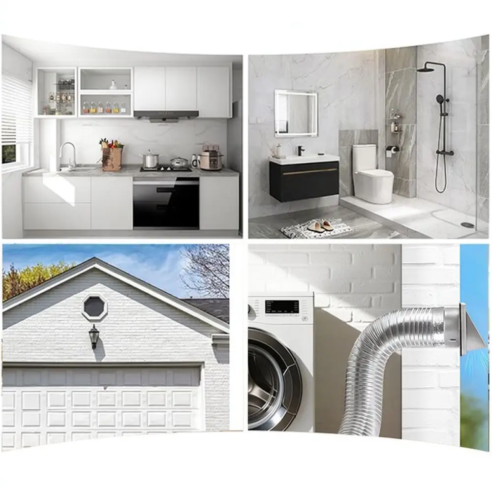 Exterior Wall Air Exhaust Vent Cap 304 Stainless Steel Dryer Ducting Grille Louvered Airflow Regulator For Home Kitchen