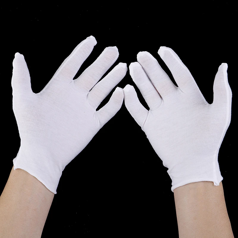 6 Pairs white gloves cotton soft thin coin jewelry silver inspection work gloves