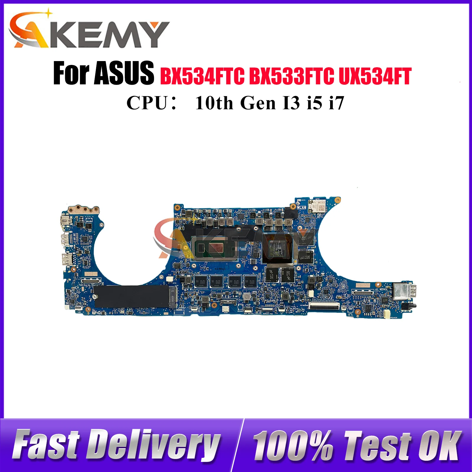 

UX534FT Laptop Motherboard For ASUS UX534FT UX534F RX534FTC BX534FT BX534FTC UX534FTC BX533FTC Mainboard With 10th Gen I3 i5 i7