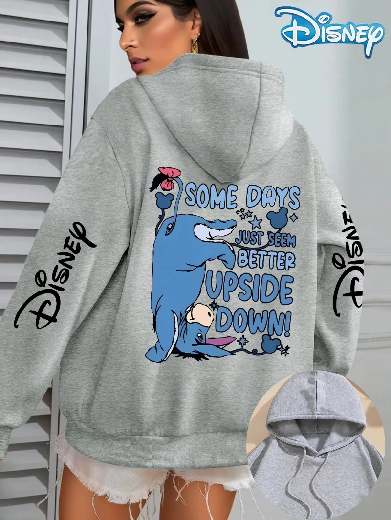 ديزني النساء الرجال Eeyore ويني ذا بوه هوديس هودي البلوز البلوز الخريف الشتاء معاطف المتضخم مع الجيب الأمامي #2