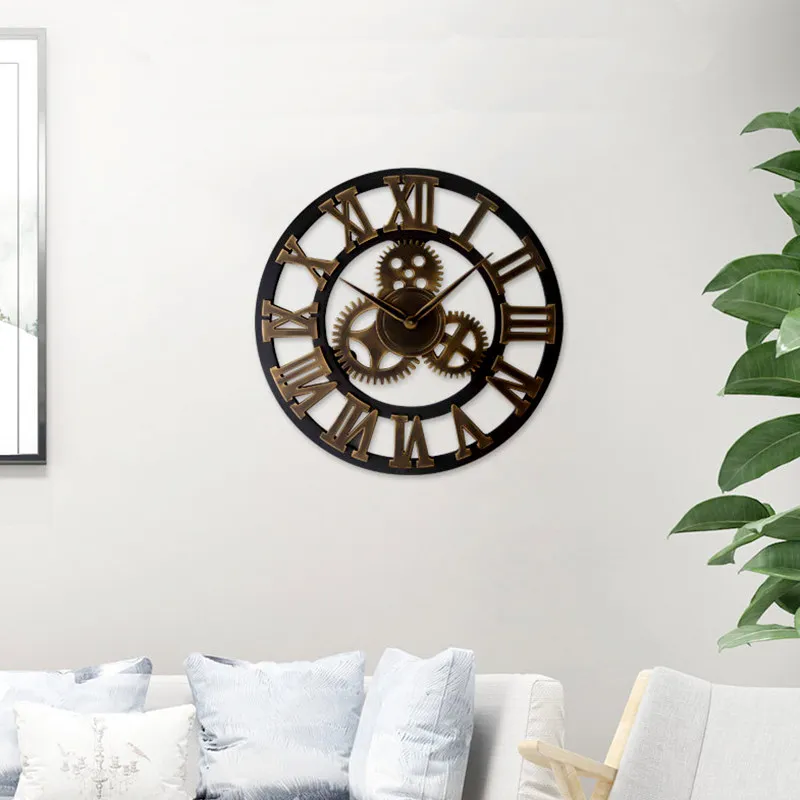 Relojes de Pared Estilo Americano, Relojes de Pared Retro Industriales, Decoración para el Hogar, Relojes de Pared con Engranajes, ZY40BGZ