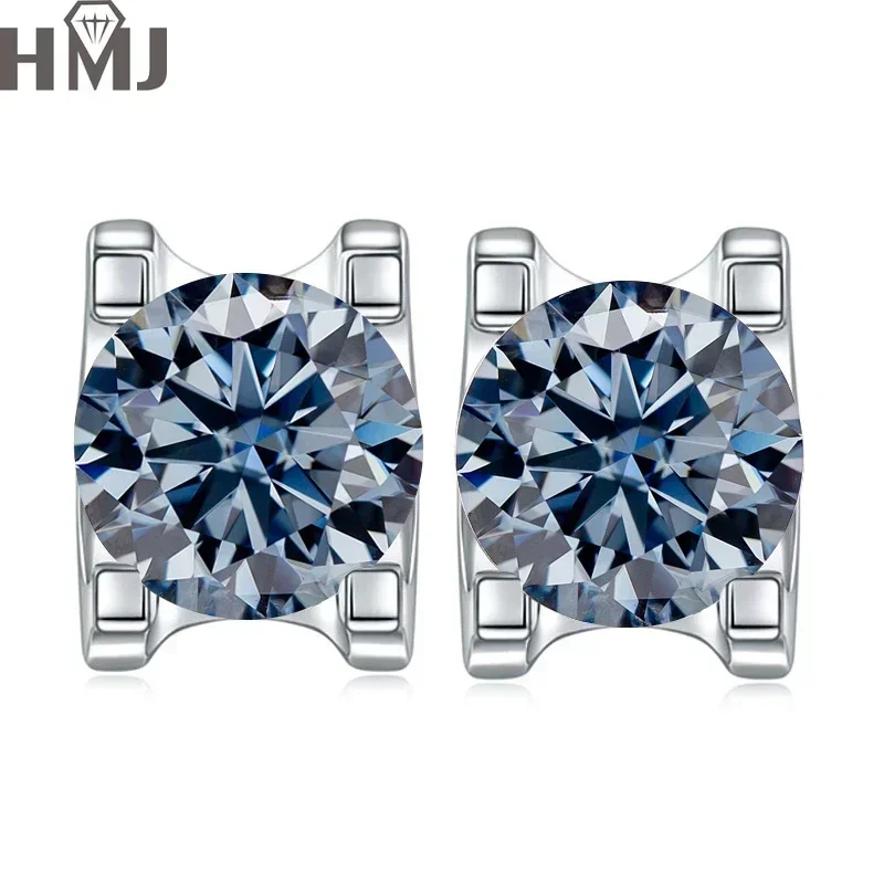 Real Moissanite Diamond Stud Earrings 1ct 2ct D Color VVS1 Pure 925 Sterling Silver for Women Wedding Fine Jewelry