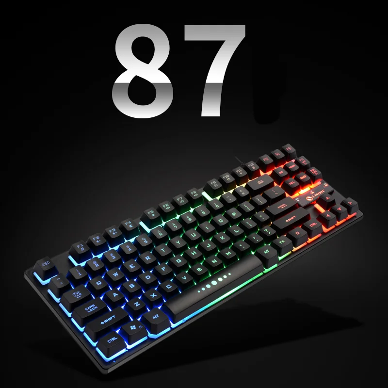 K87 Mechanical Gamer Keyboard 87 Keys USB Wired Gaming PC Keyboard RGB LED Seven-color Backlight For Mac OS 10.2 Win XP/ 7/8/10