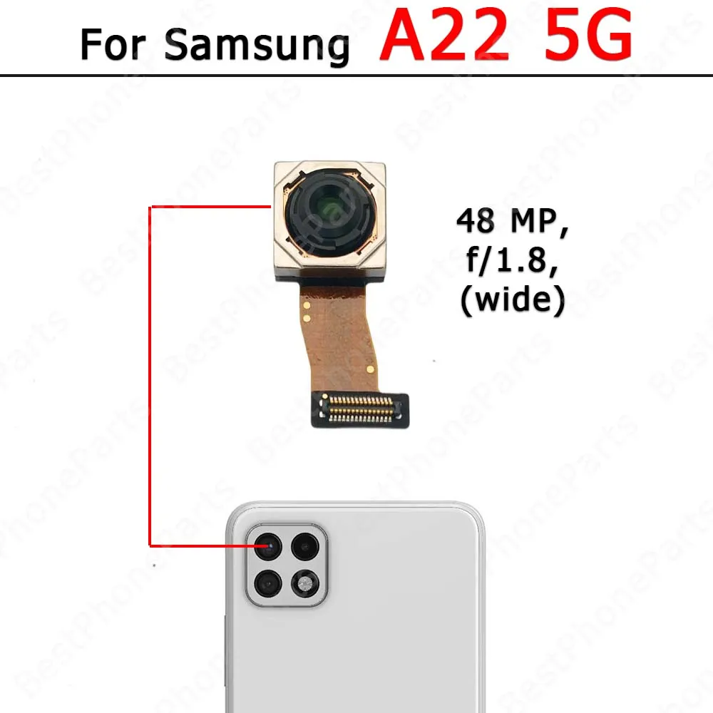 Rear Back Camera For Samsung Galaxy A02 A02s A12 A22 A32 A42 A52 A52s A72 5G Camera Module Backside Replacement Parts