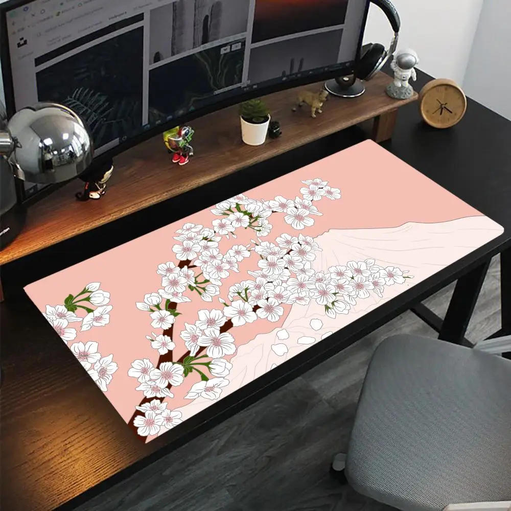 

Нескользящий моющийся коврик для мыши с резиновым дном Cherry Blossoms and Mount Fuji, подходящий для работы, игр и офиса, коврики для мыши
