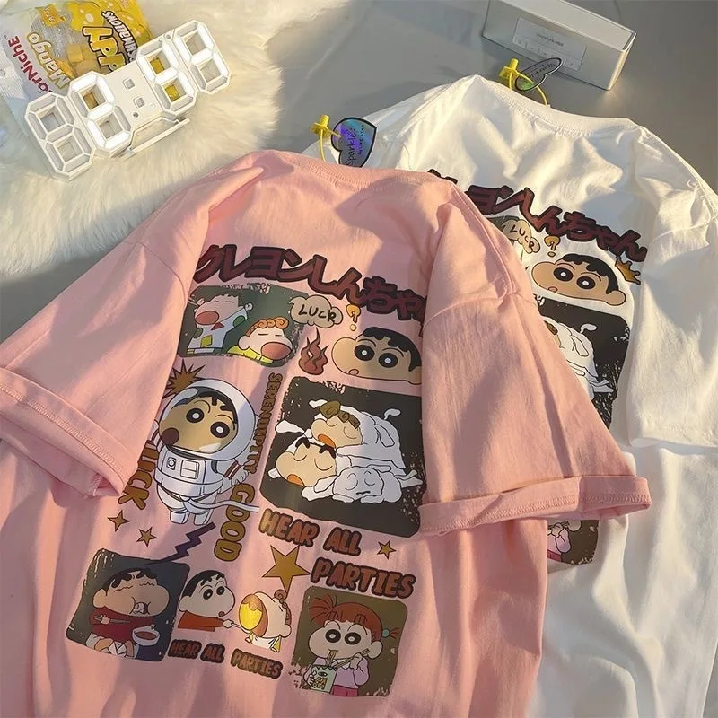 

Girl Birthday Gifts Kawaii Crayon Shin-Chan Summer Cute T-Shirt Round Neck Loose Casual Short Sleeves Cartoon Print Ins