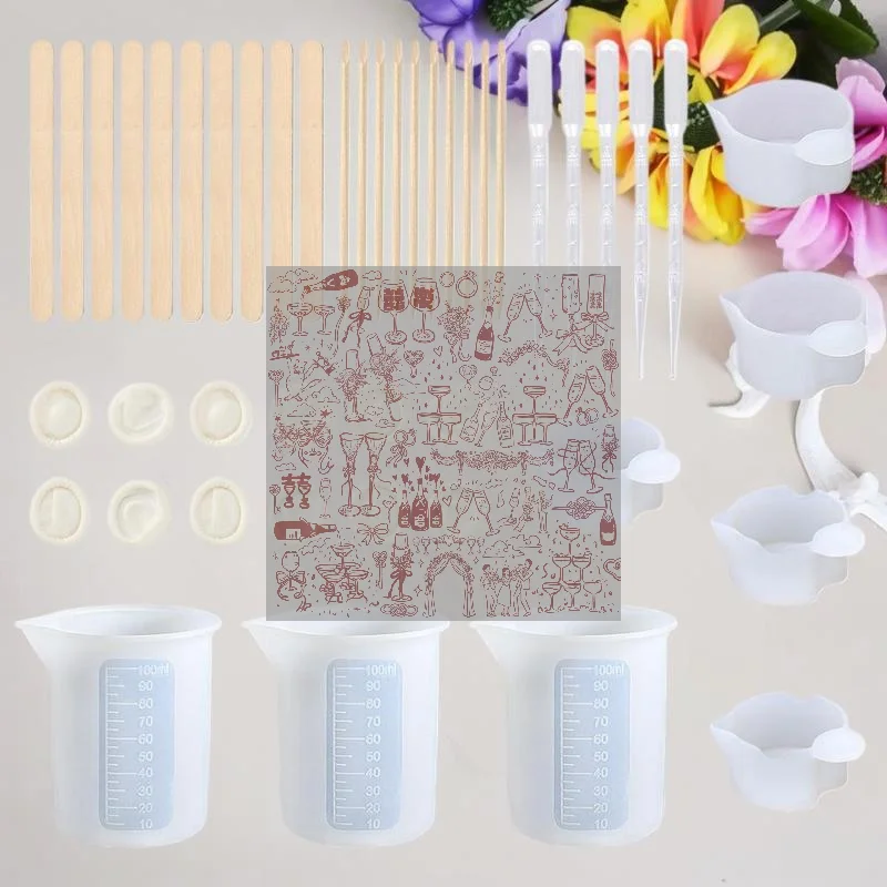 15/28PCS Glue Mixing And Dispensing Cup Epoxy DIY Mold Resin Mixing Casting Tools Kit DIY Craft Jewelry Making