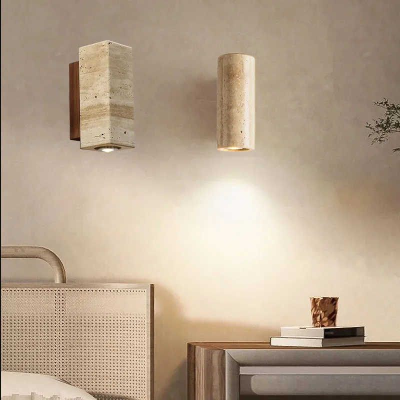 Wine-sabi-Applique Murale en Marbre Taupe de Style Japonais, Luminaire Décoratif d\'Nik, Idéal pour un Salon, une Chambre à Coucher ou un Couloir