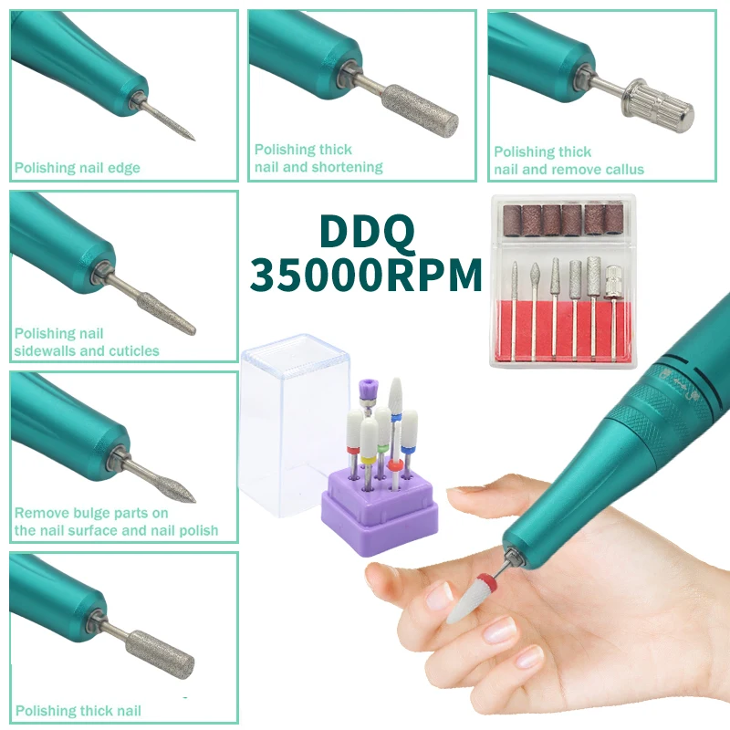 DDQ Electric Nail Drill 35000RPM Professional Electric Nail File Kit for Acrylic Gel Nails Manicure Pedicure Home Use