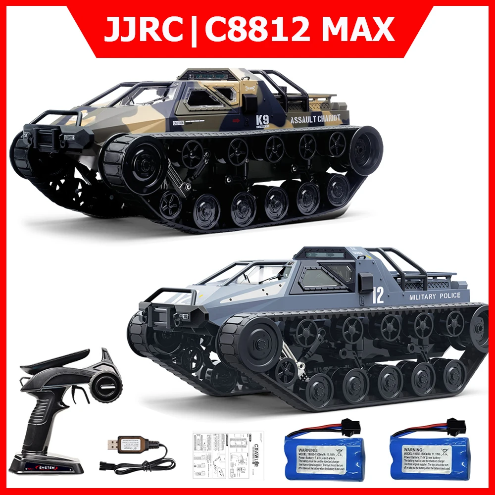 

New Upgrade C8812 MAX / C8812 Full Scale Tracked Tank Simulation RC Car LED Light Drift Remote Control Off-Road Vehicle for Kids