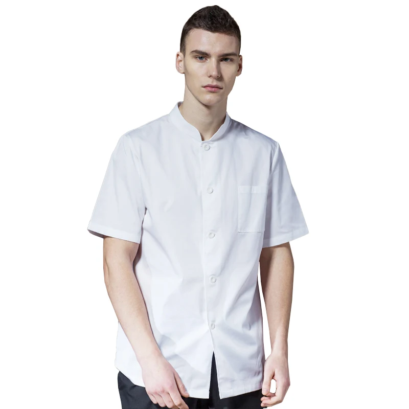 Weiß Kurzarm Küchenchef Jacke Hotel Restaurant Männer Kochen Uniform Catering Kostüm Küche Kochen Mantel Bäckerei Kellner Overalls