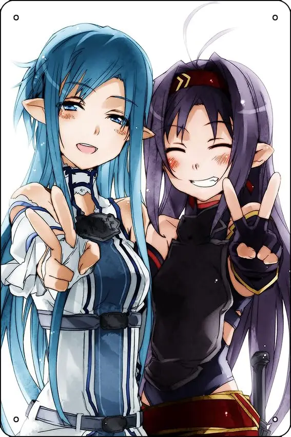 Asuna and Yuuki Print Funny Metal Tin Sign for Home Kitchen Bar Room Garage Decor ;