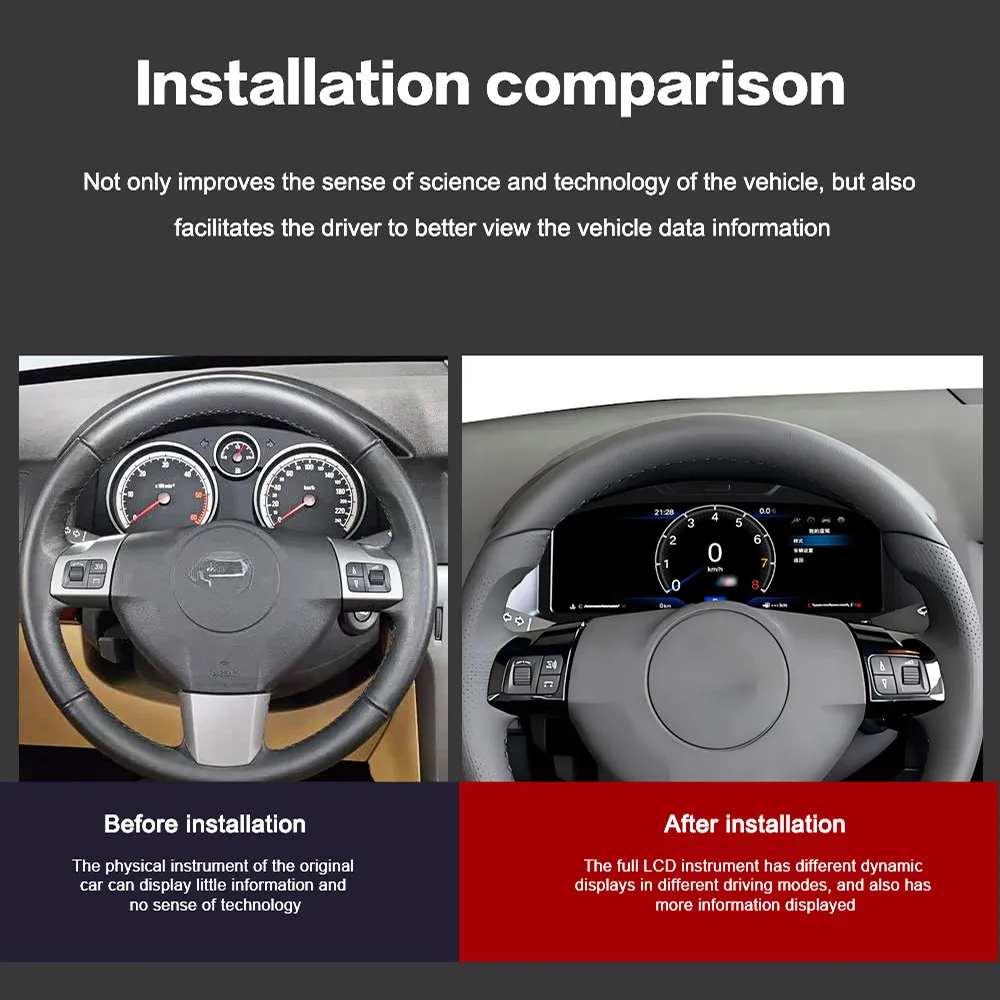 12.3 Inch Digital Cluster For Opel Astra 2004-2010 LCD Instrument Panel Virtual CockPit Speed Meter Dashboard Car Accessories