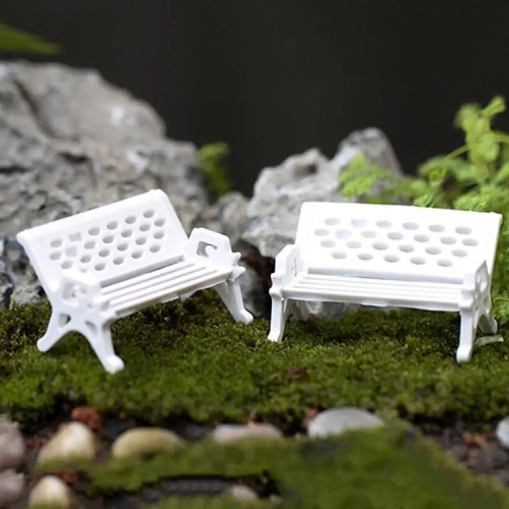 2Pcs Mini Park Seat Bench Garden Ornament Miniature Craft Fairy Micro Landscape Bench Doll Chairs Figurine Table Decor Miniature