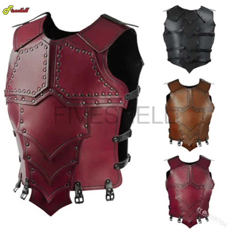 Adult men steampunk gothic dark rogue armor cuirass Viking Knight cosplay costume leather body chest armour Halloween