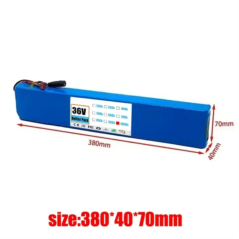 Batterie au lithium pour scooter électrique, 10S4P, 36V, 100000mAh, 36V, 60Ah, 18650