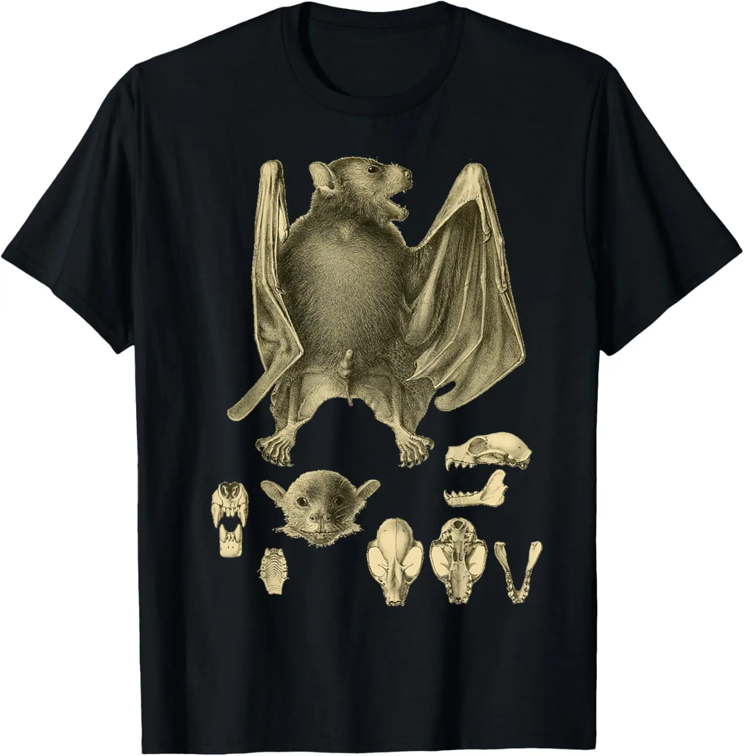 Bats Scientific Illustration Drawing Biology Art Halloween T-Shirt