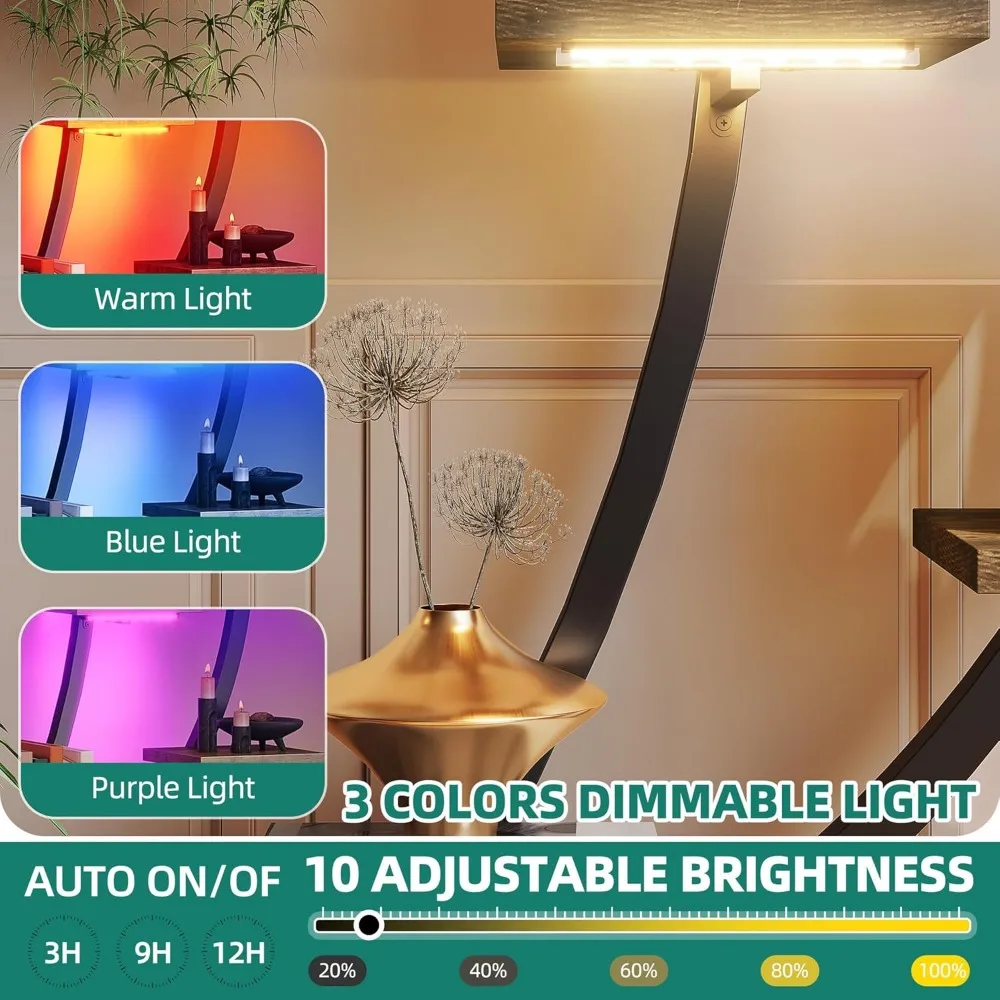 Elegante estantería esquinera iluminada por LED inspirada en árboles de 8 niveles